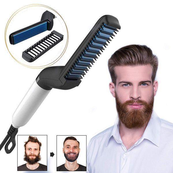 Electric Hair Straightener Brush,Men Quick Beard Straightener Styler Comb,